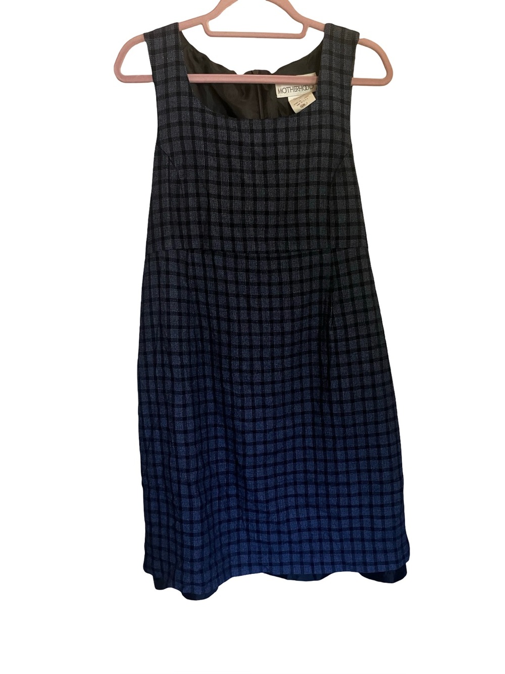 Motherhood Maternity Blue Plaid Wool Dress Size L
